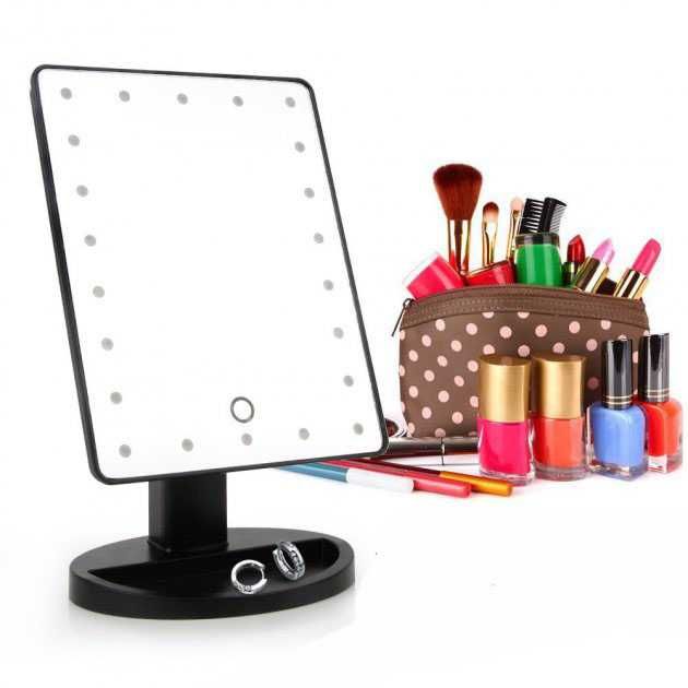 Дзеркало для макіяжу з 16 LED підсвічуванням Mirror White,Black