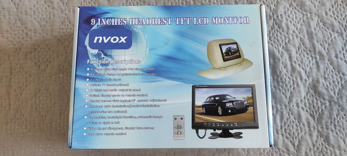 9-calowy monitor LCD TFT NVOX przeznaczony do montażu w zagłówku