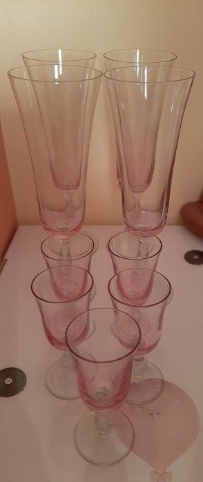 Kieliszki szklane z czasów PRL cieniowan