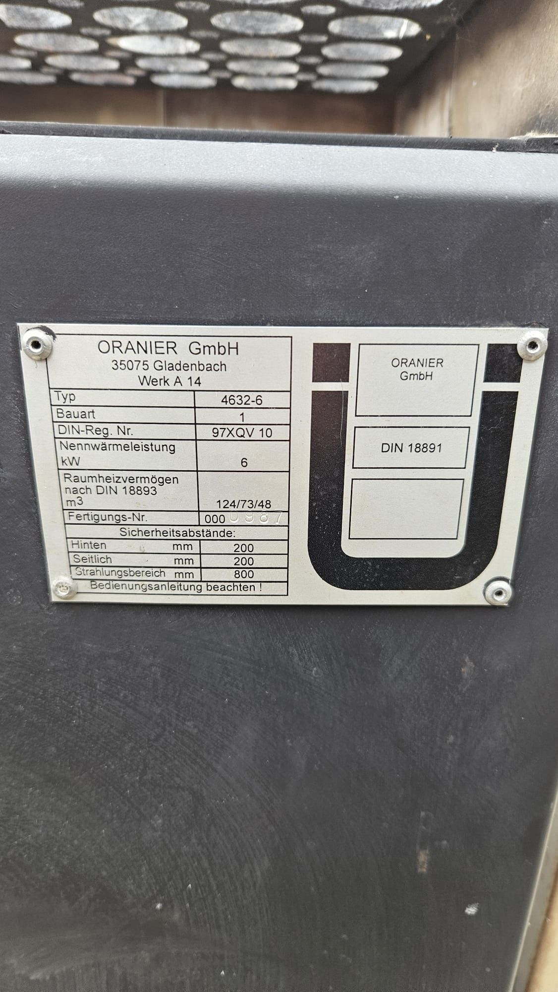 Kominek Justus Oranier 6kW