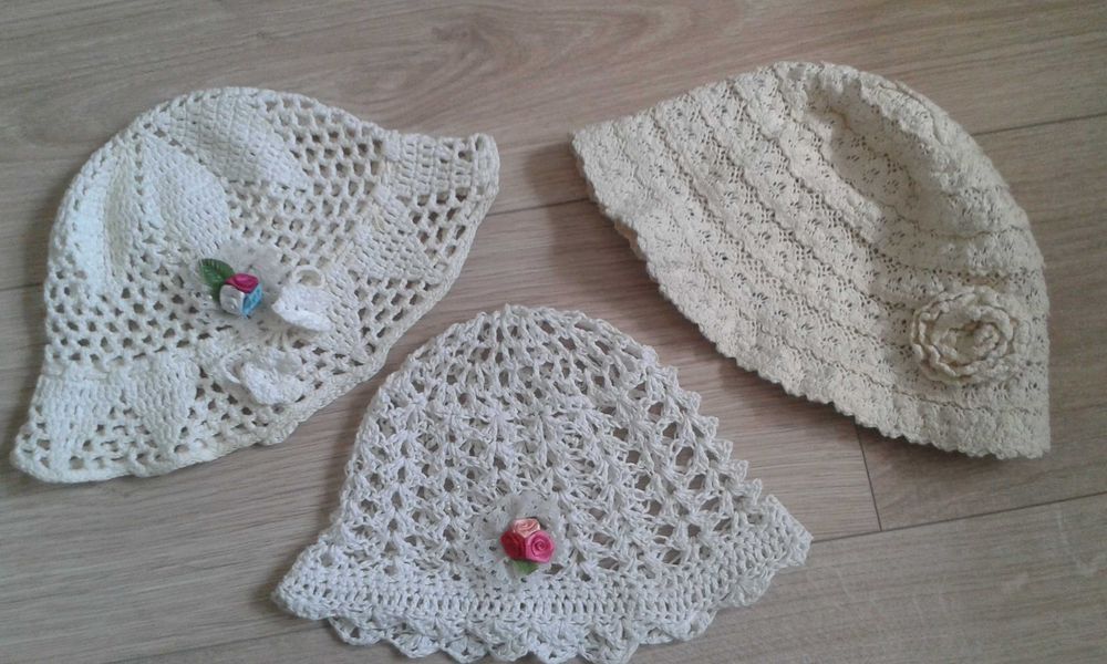 Kapelusz ażurowy szydełkowy czapka letnia dziewczęca kapelusik na lato