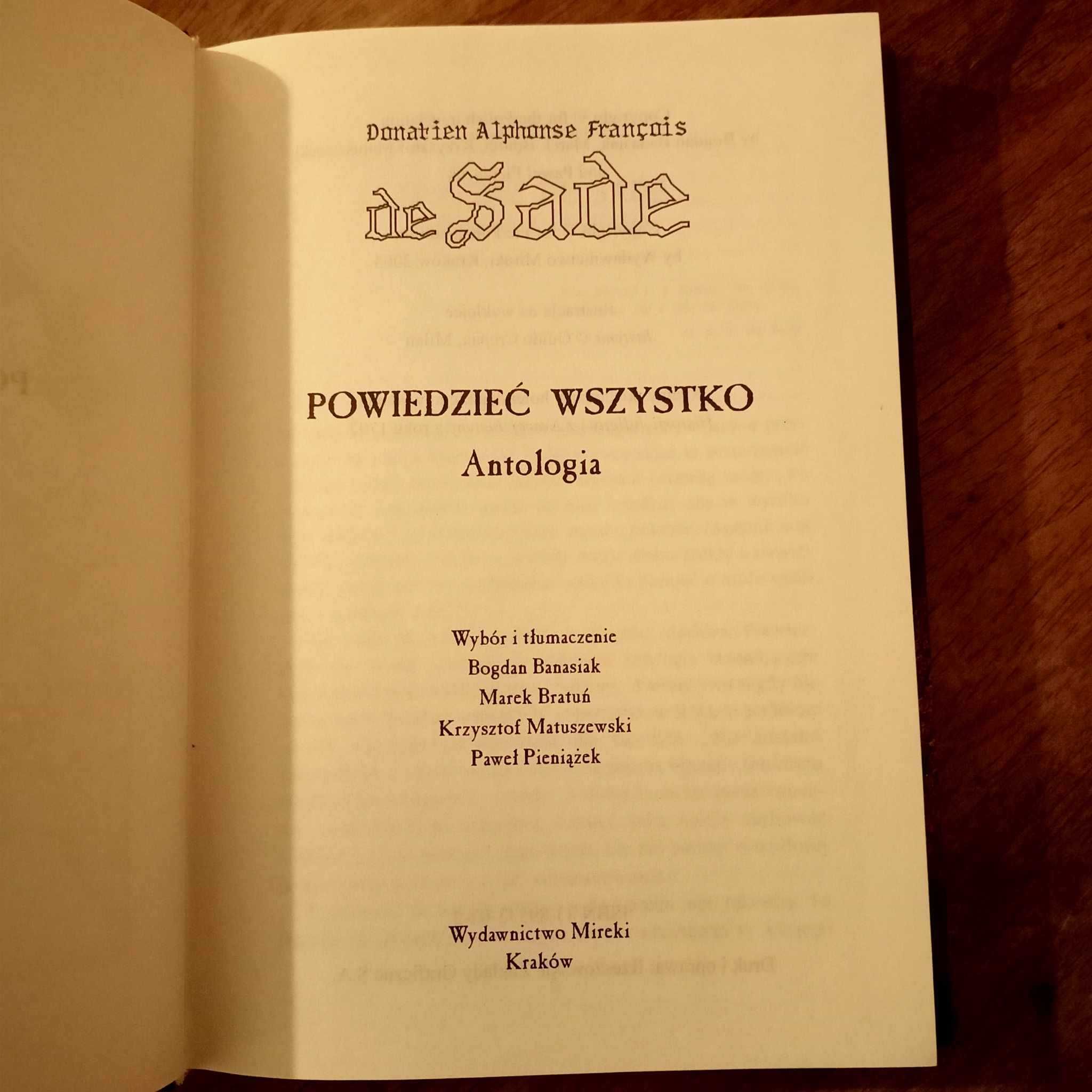 Powiedzieć wszystko Sade Donatien Alphonse Francois De