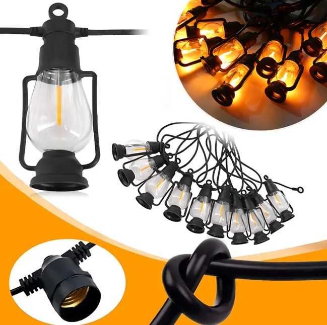 Гірлянда декоративна вулична ретро-лампи 10шт. 5 м вологостійка