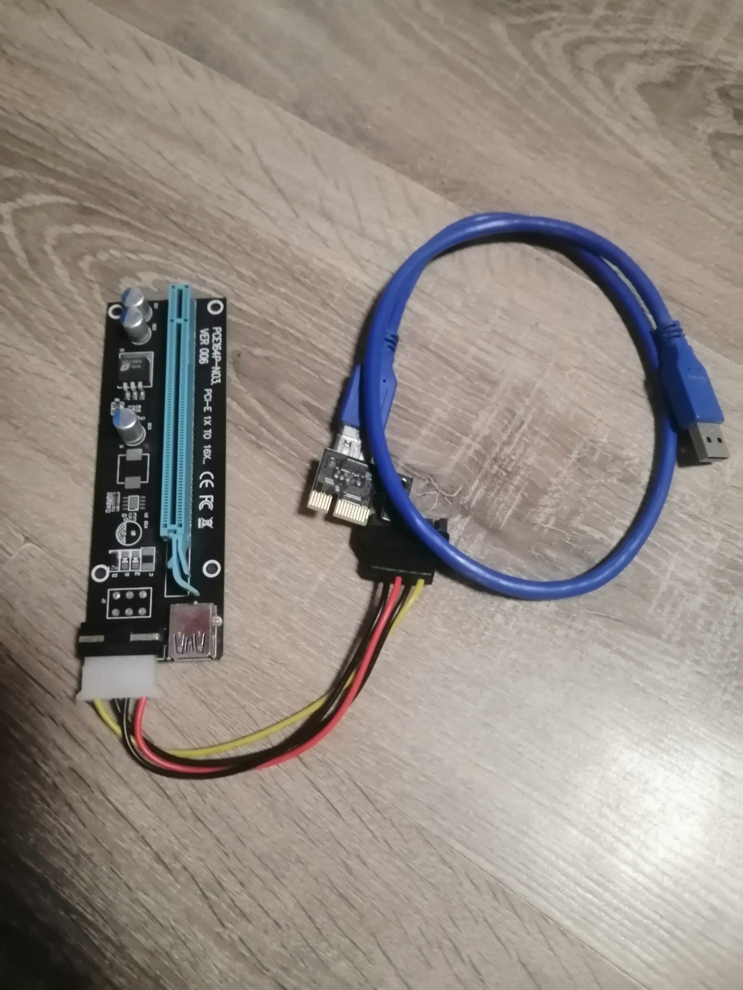 Адаптер-райзер  Dynamode PCI-E x1 to 16x, 60 см USB 3.0 Cable SATA