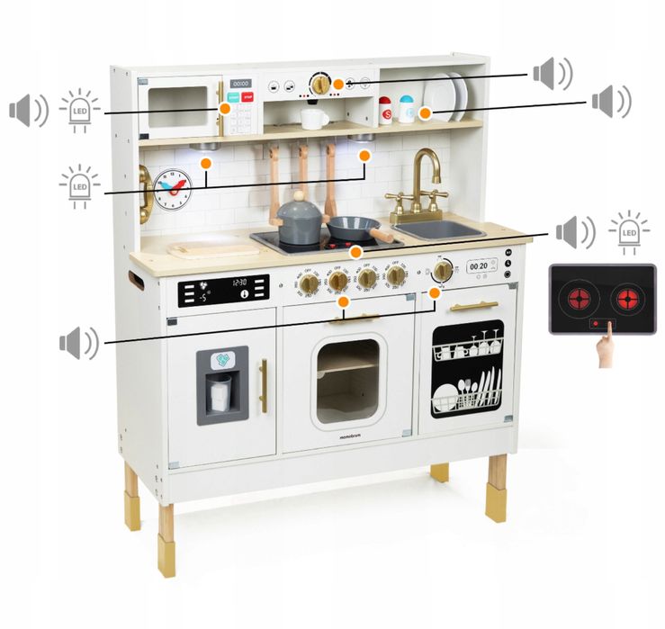 KUCHNIA DLA DZIECI INTERAKTYWNA efekty dźwiękowe akcesoria duża led
