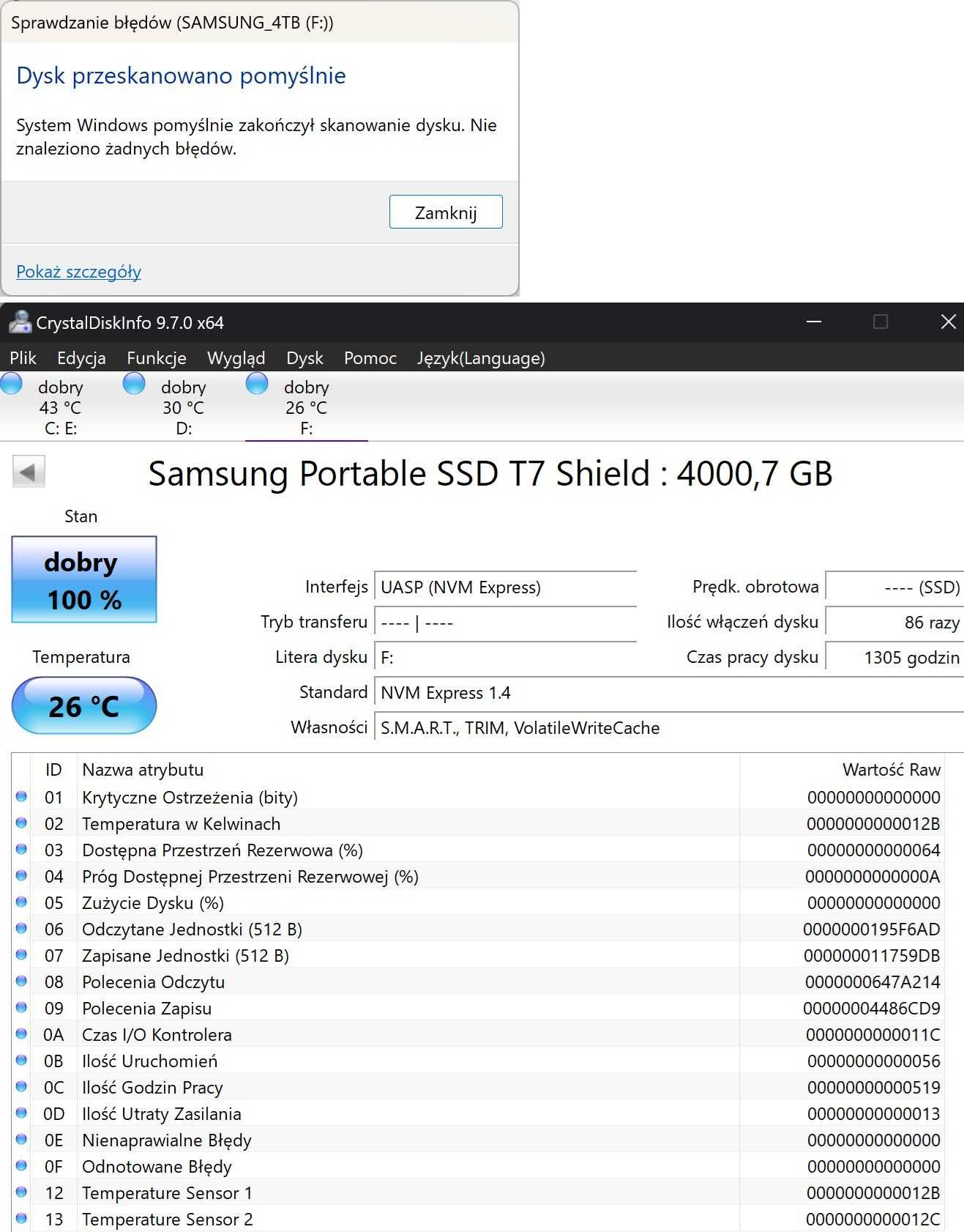 Dysk zewnętrzny Samsung  SSD T7 4TB