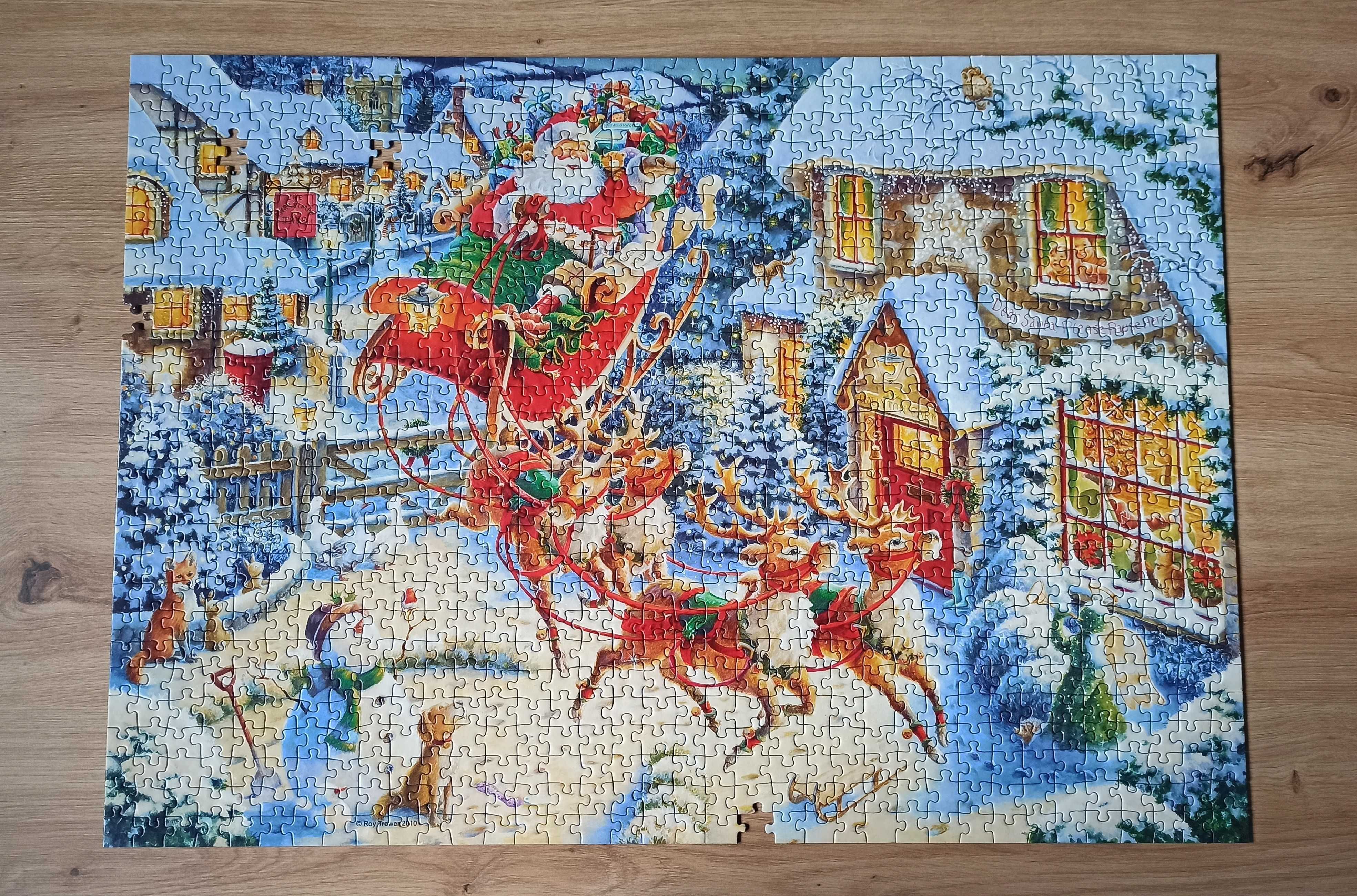 Ravensburger puzzle 1000 Santa's Flying Visit Święty Mikołaj Święta