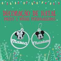 Decoração de Natal Personalizada Mickey e Minnie