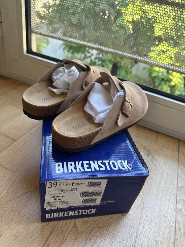 "Buty męskie i damskie" Birkenstock Szaro-brązowy chodaki Roz 38