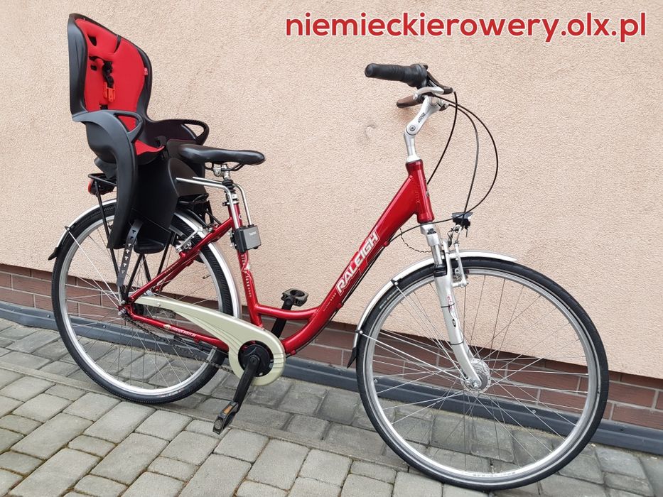 Rower damski damka RALEIGH koła 28 aluminium SHIMANO NEXUS fotelik