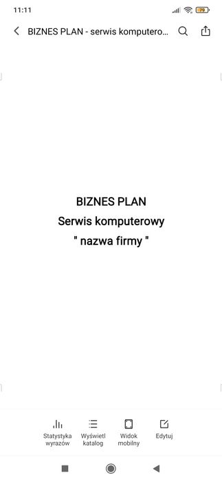 Biznes plan - serwis komputerowy