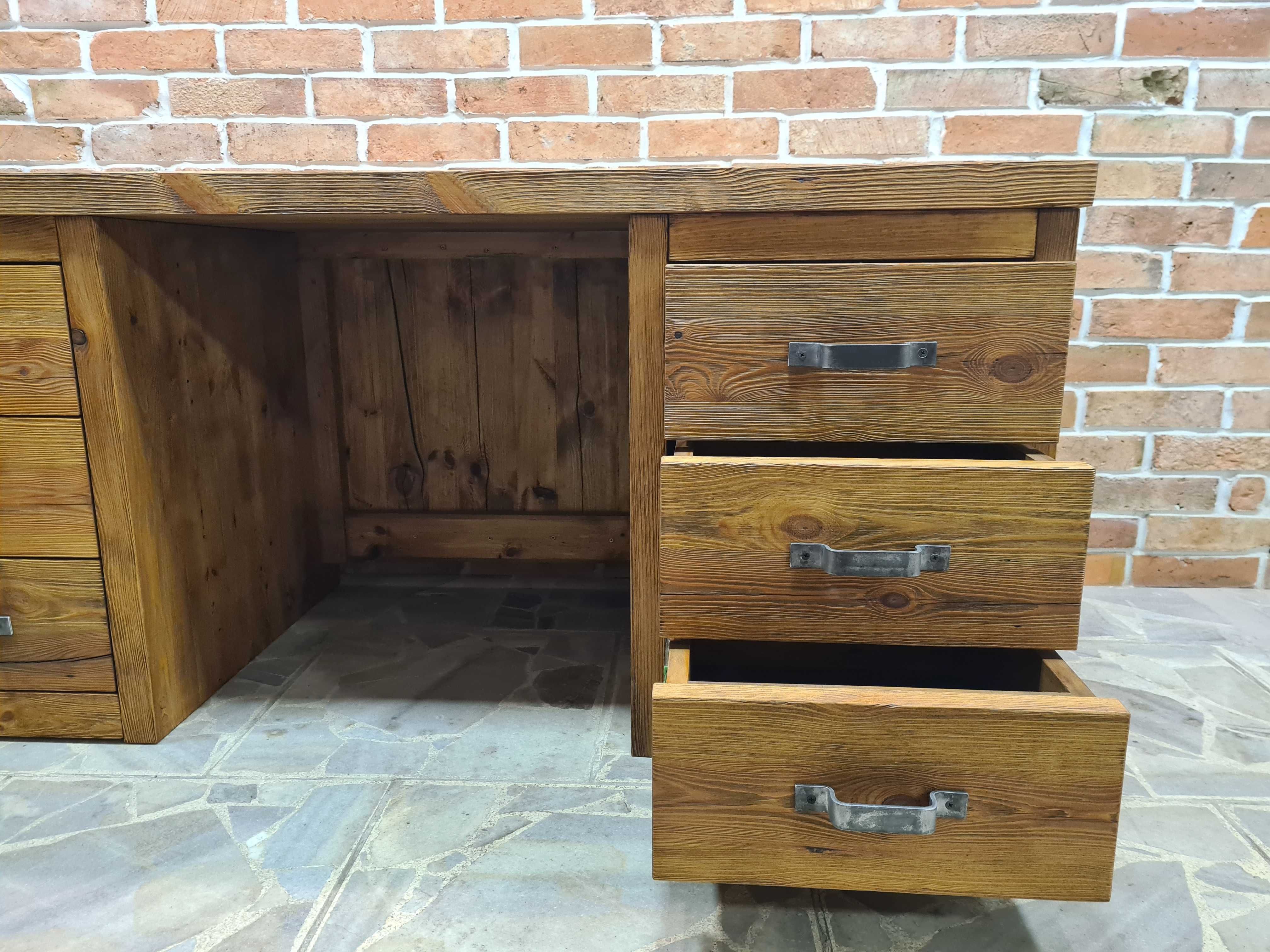 biurko stare drewno z szufladami ze starego drewna