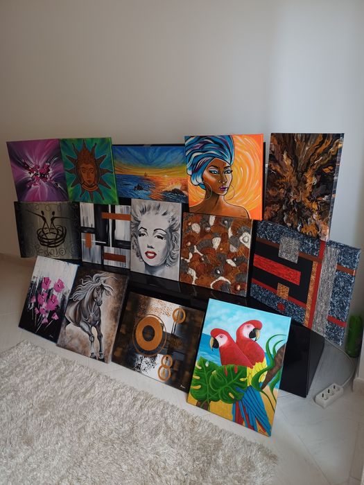 Telas pintadas á mão em acrílico