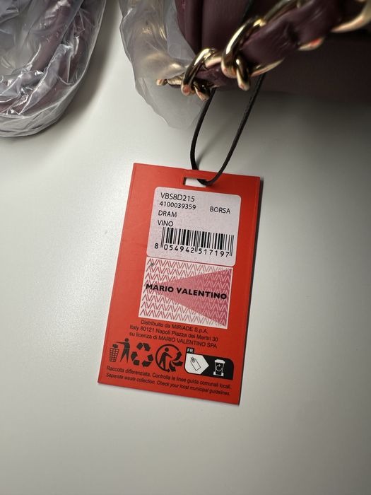 Valentino burgundowo złota torebka na ramię logowana oryginalna