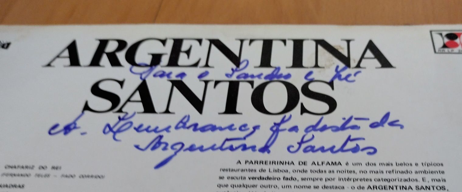 Argentina Santos 'Parreirinha Alfama ' LP 33 vinil autografado