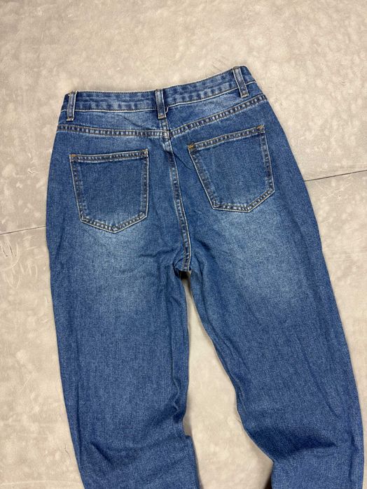 Spodnie jeansowe z retro nadrukami baggy y2k denim (S)