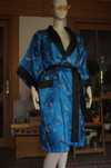 orientalny satynowy haftowany szlafrok kimono smok vintage dwustronny