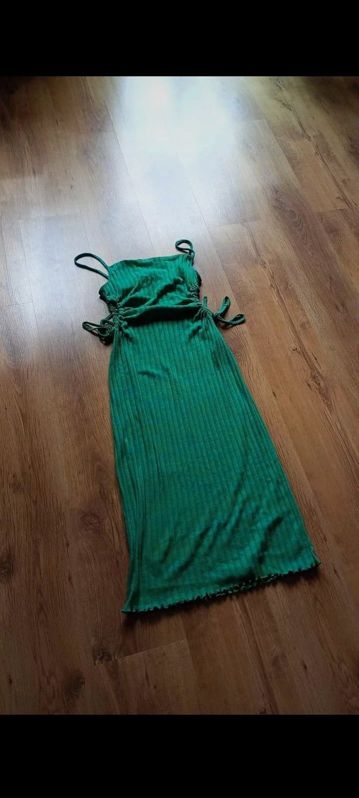 Zara zielona elastyczna m/l sukienka