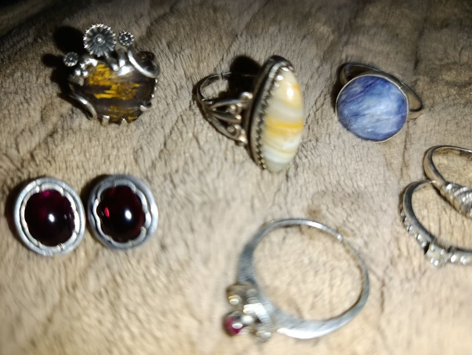 Срібні вінтажні вироби кліпси каблучки сережки