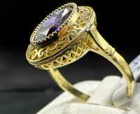 Nowy złoty pierścionek, próba 585, cyrkonie