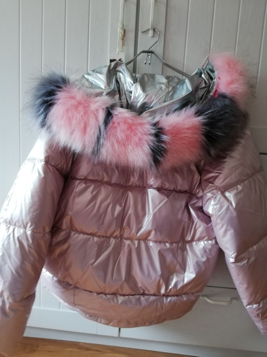 Blusão estilo bomber rosa prateado como novo tamanho M