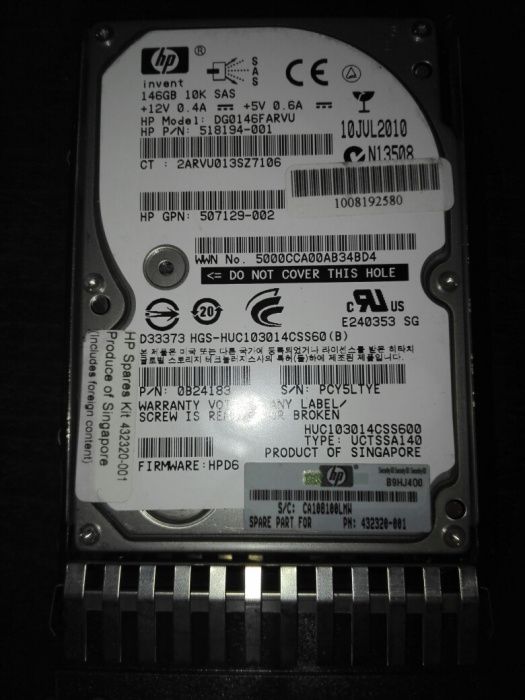 146GB SAS servidores HP