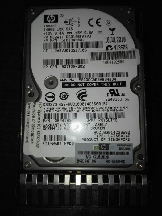 2 discos de 146GB SAS 10k servidores HP