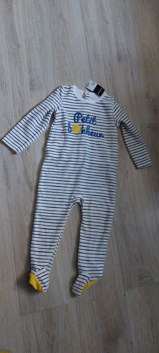Pajacyk niemowlęcy welurowy 92 chłopięcy dziewczęcy unisex w paski