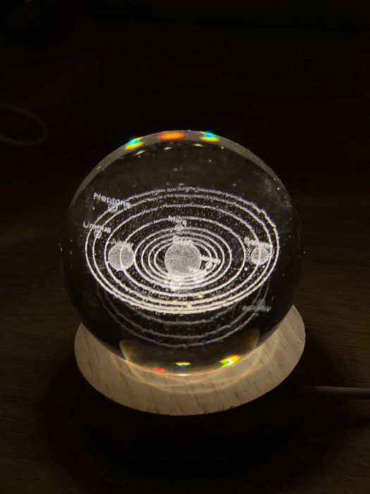 Светильник стеклянный шар USB Космос, Луна, Сатурн, Одуванчик
