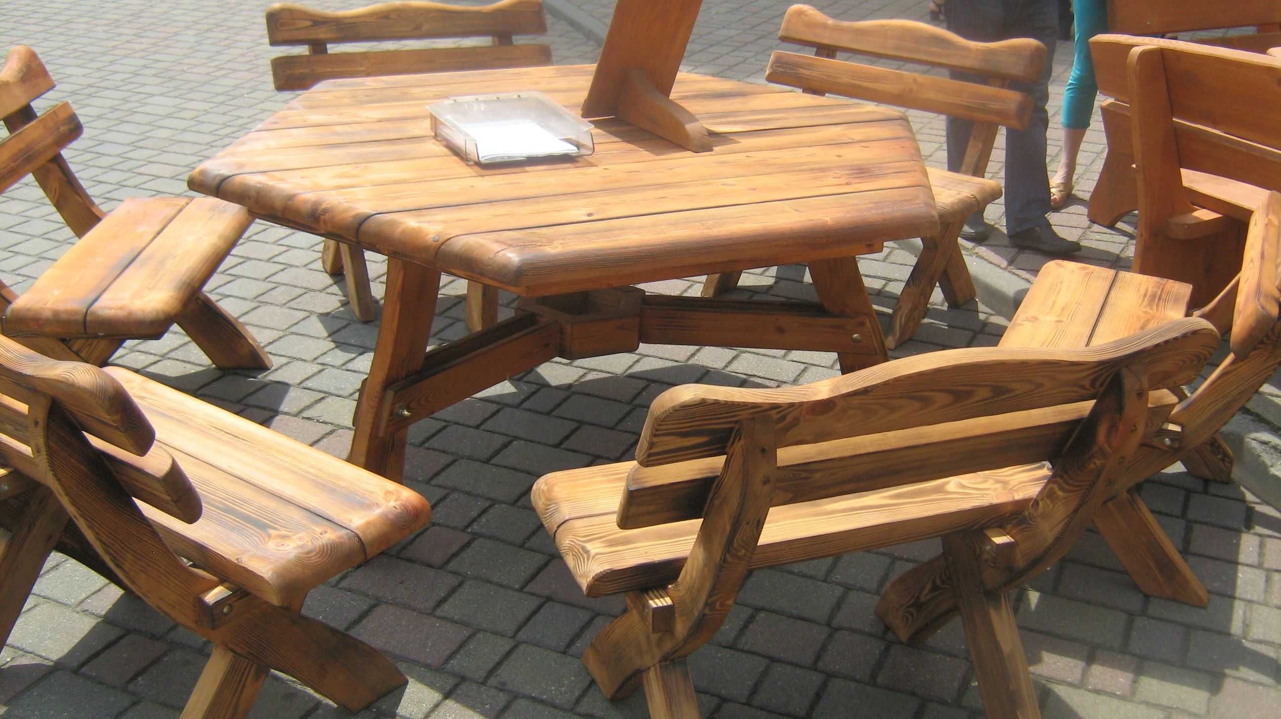 Zestaw mebli ogrodowych stół + ławki