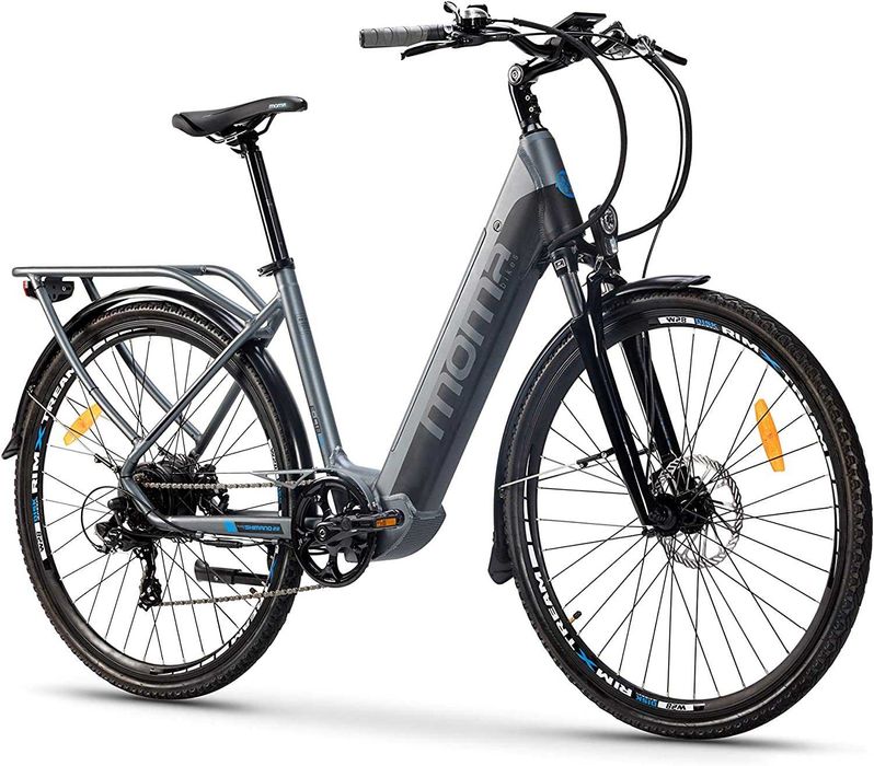 Rower elektryczny Moma Bikes EBIKE PRO szary rama 19 cali