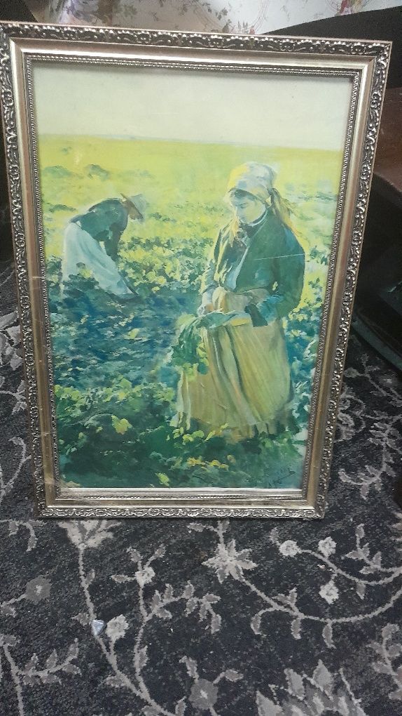 Stary obraz Leon Wyczółkowski Praca  w Polu