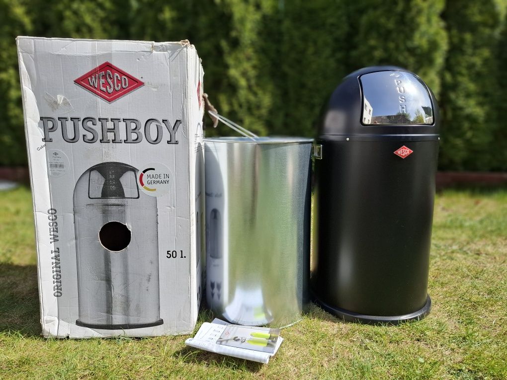 Kosz na śmieci Wesco Pushboy 50L czarny mat