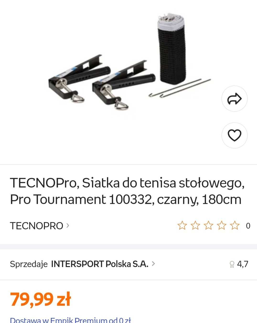 TECNOPro, Siatka do tenisa stołowego, Pro Tournament .180cm czarna