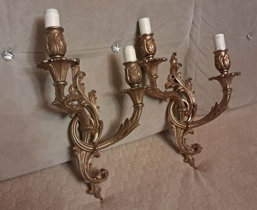 Kinkiety świeczniki 2 mosiądz antyk