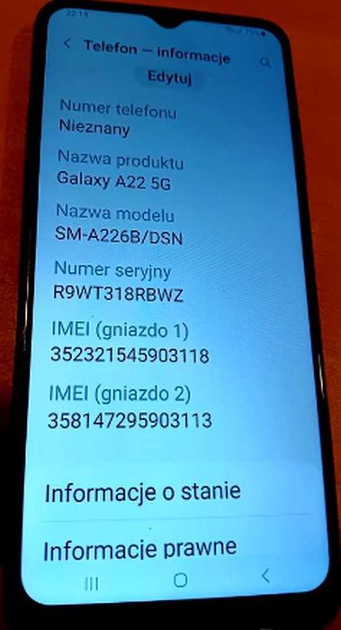 Samsung Galaxy A22 5G Dual SIM Czarny