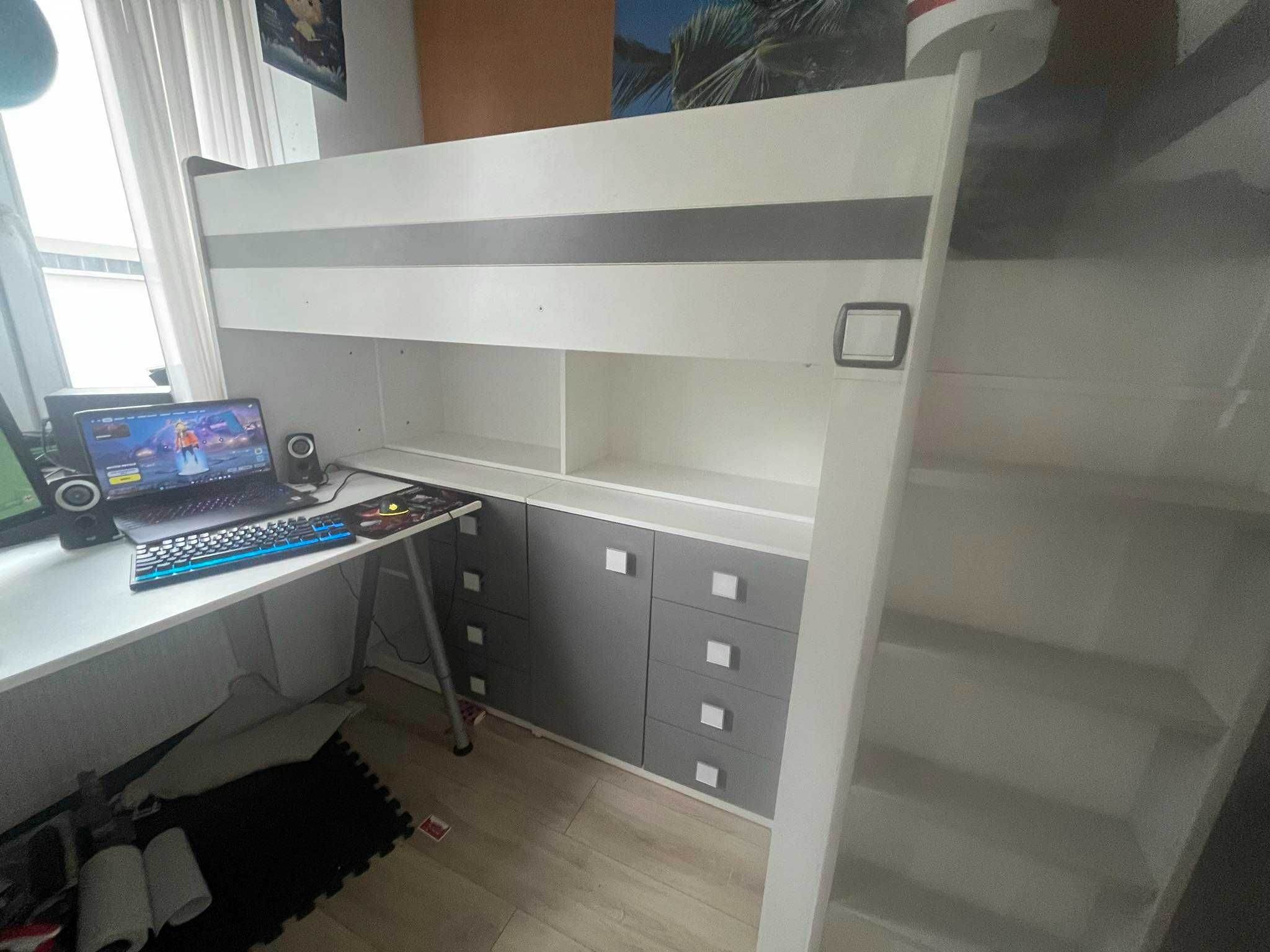 Łóżko piętrowe z szafą i szafkami (90x200) super komplet