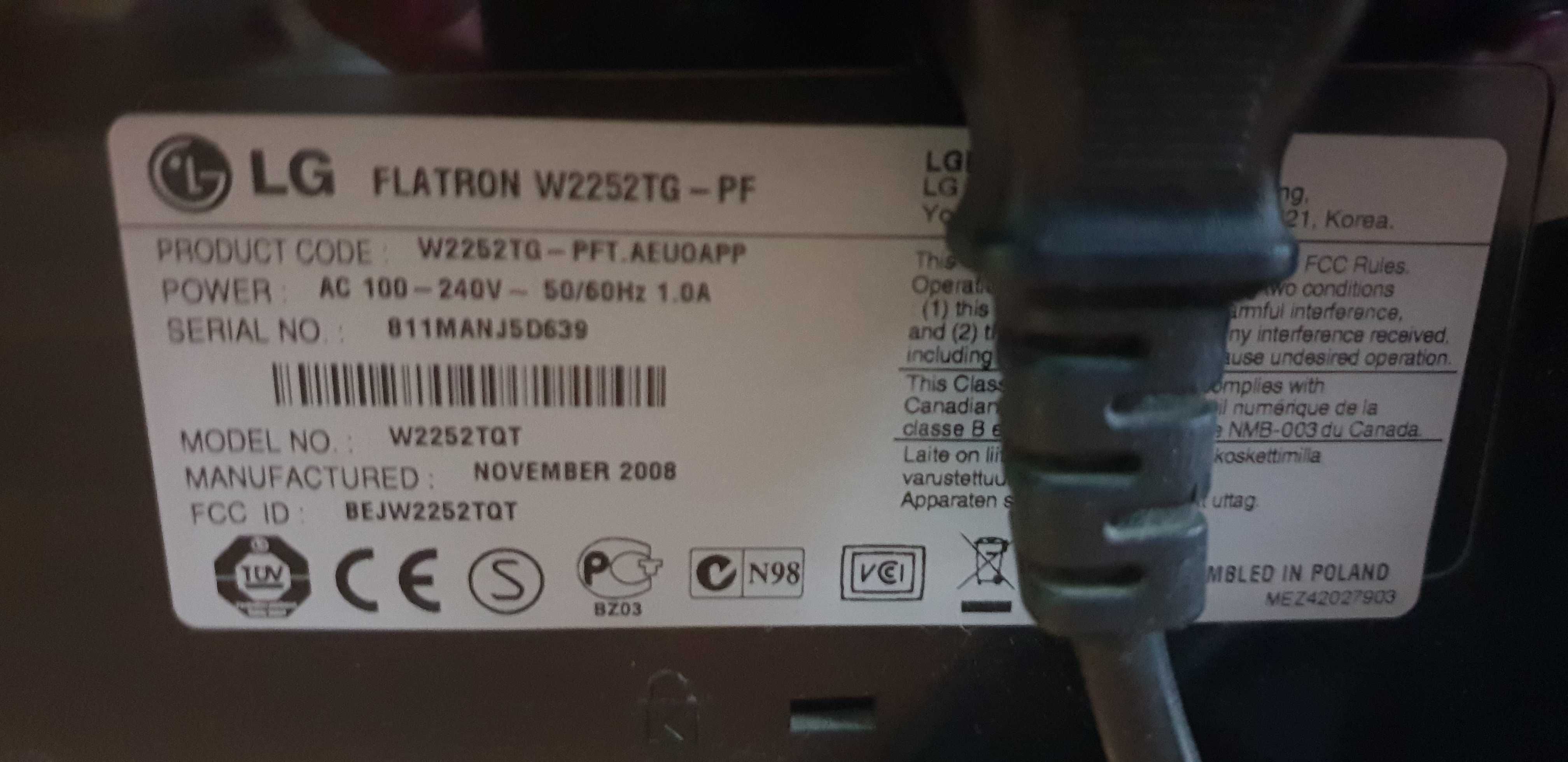 Monitor LG flatron w2252tg