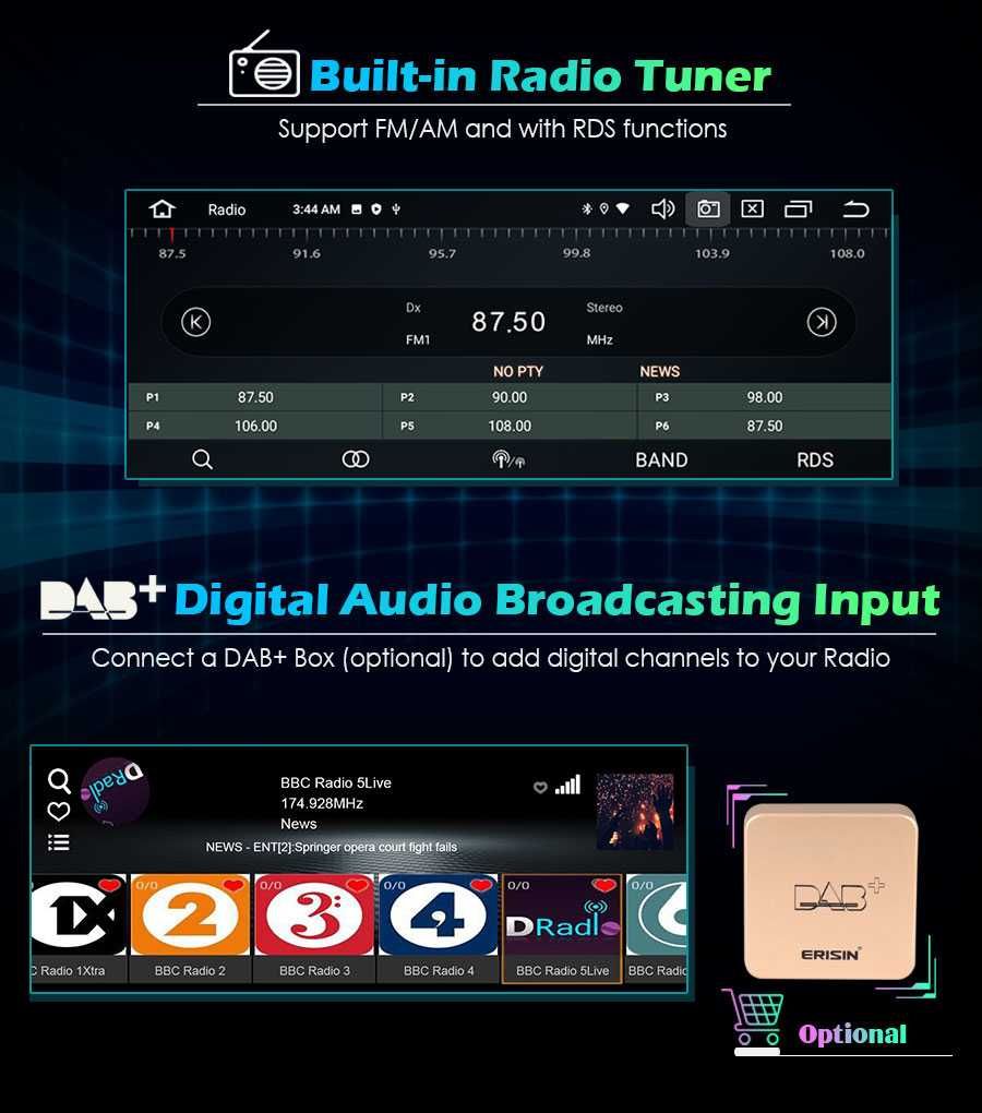 Radio FM RDS DAB+ DSP Android GPS Navi WiFi USB MP3 MP4 BMW 5 E39