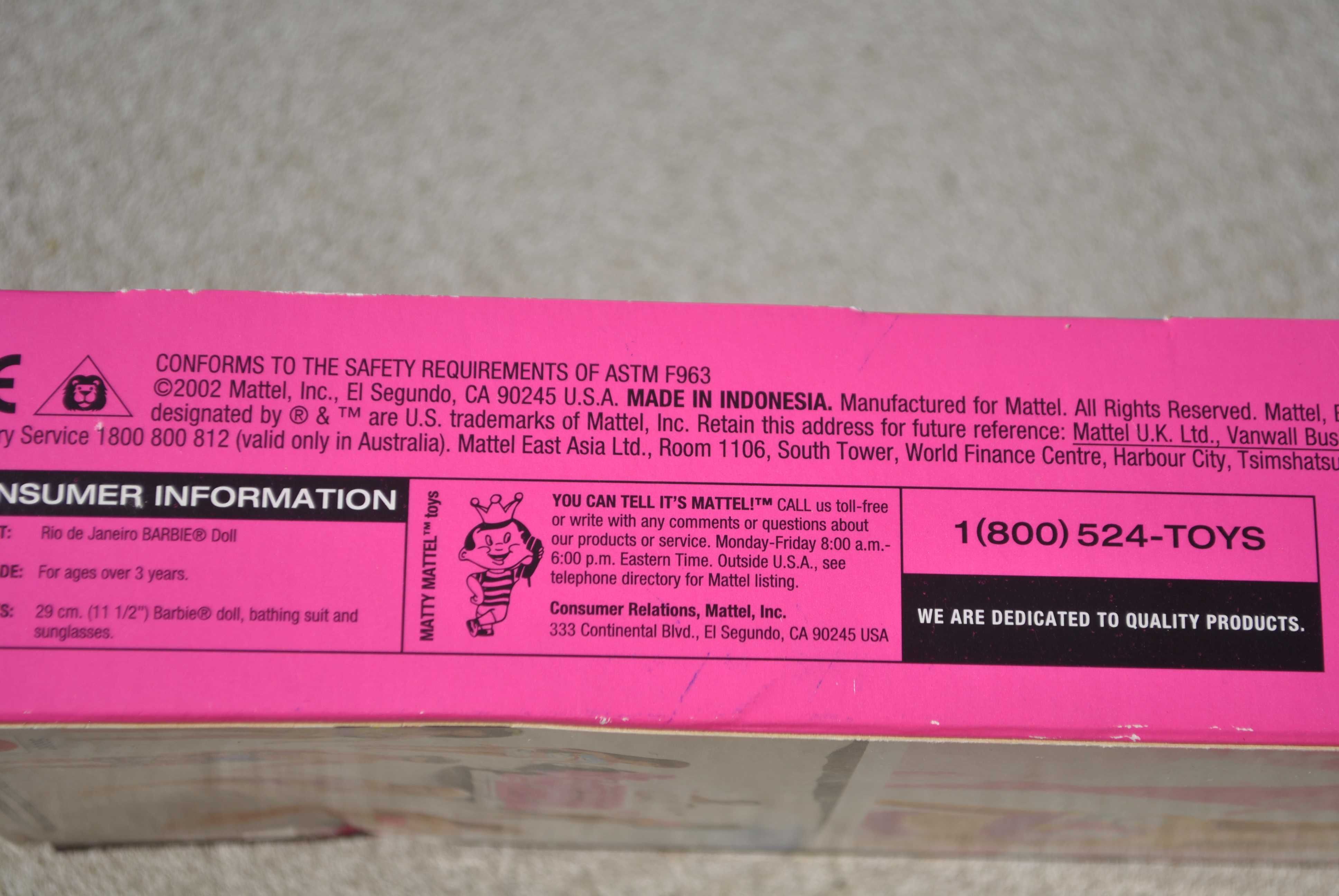 kolekcjonerska lalka barbie RIO DE JANEIRO 2002 Mattel