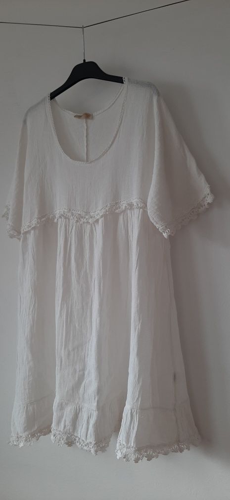 Biała luźna sukienka/tunika L