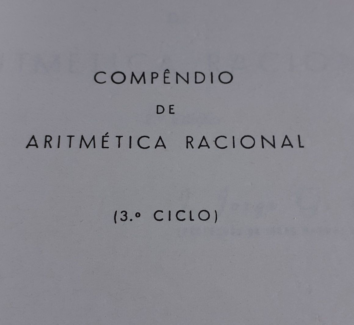 Livro Compêndio De Aritmética Racional 3 Ciclo