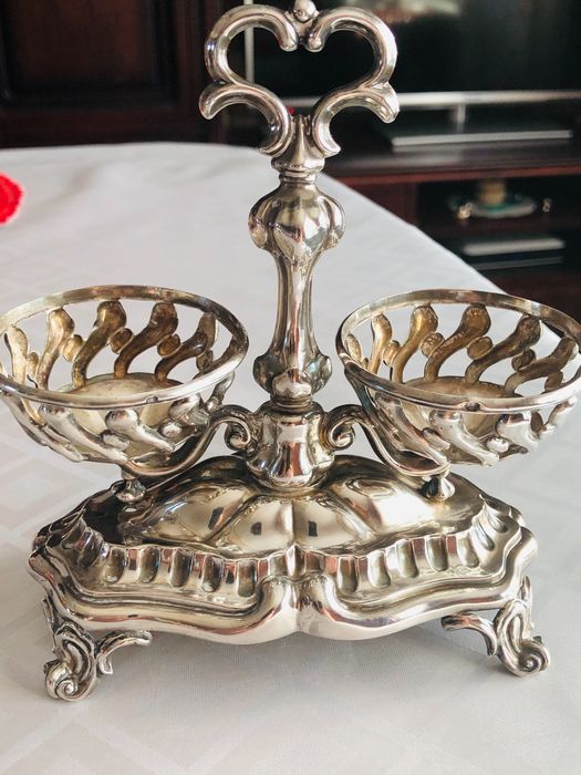 Srebrny kabaret do przypraw srebro Pr 950 Minerva XIX wiek