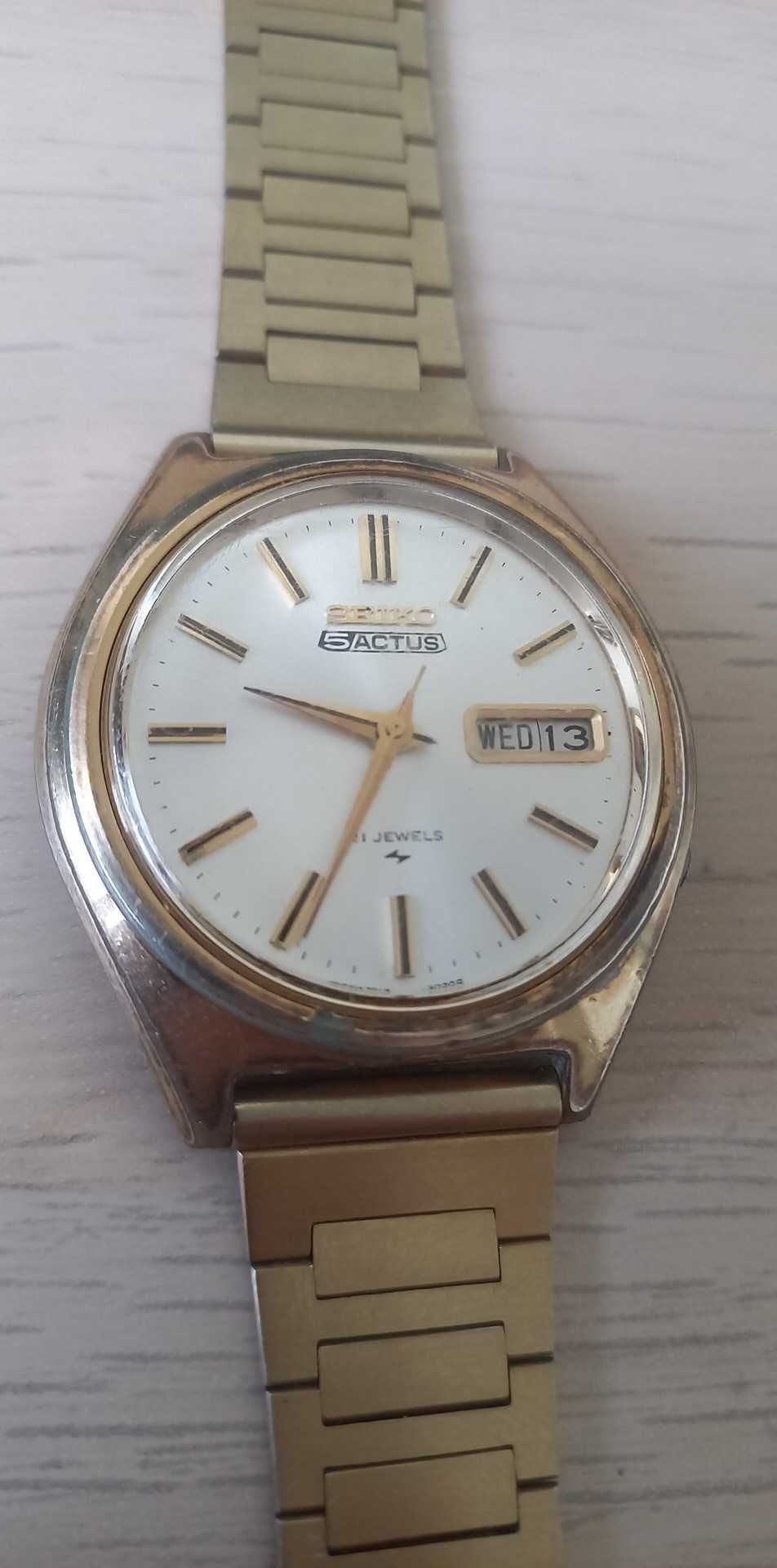 Seiko 5 actus 21 jewels 7019/8010 gold złoty automat