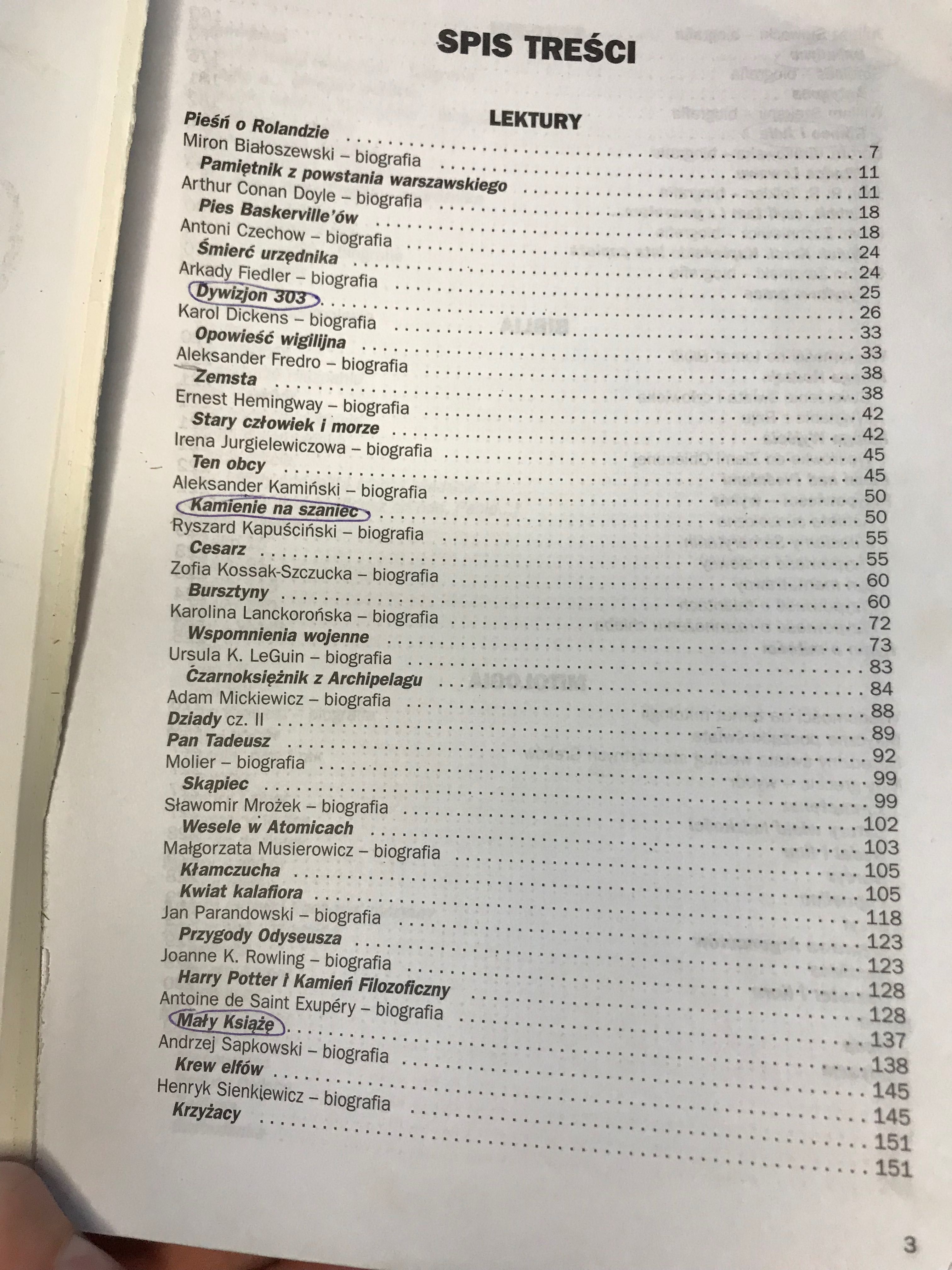 Opracowania lektur/streszczenia lektur