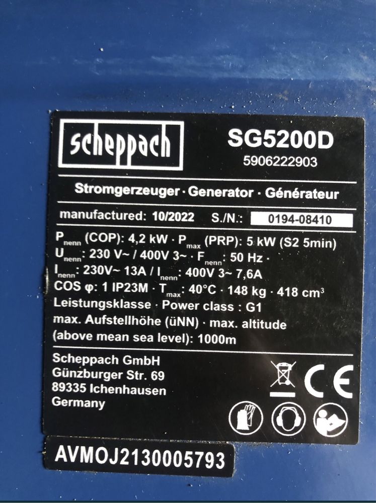Дизельный немецкий генератор Scheppach