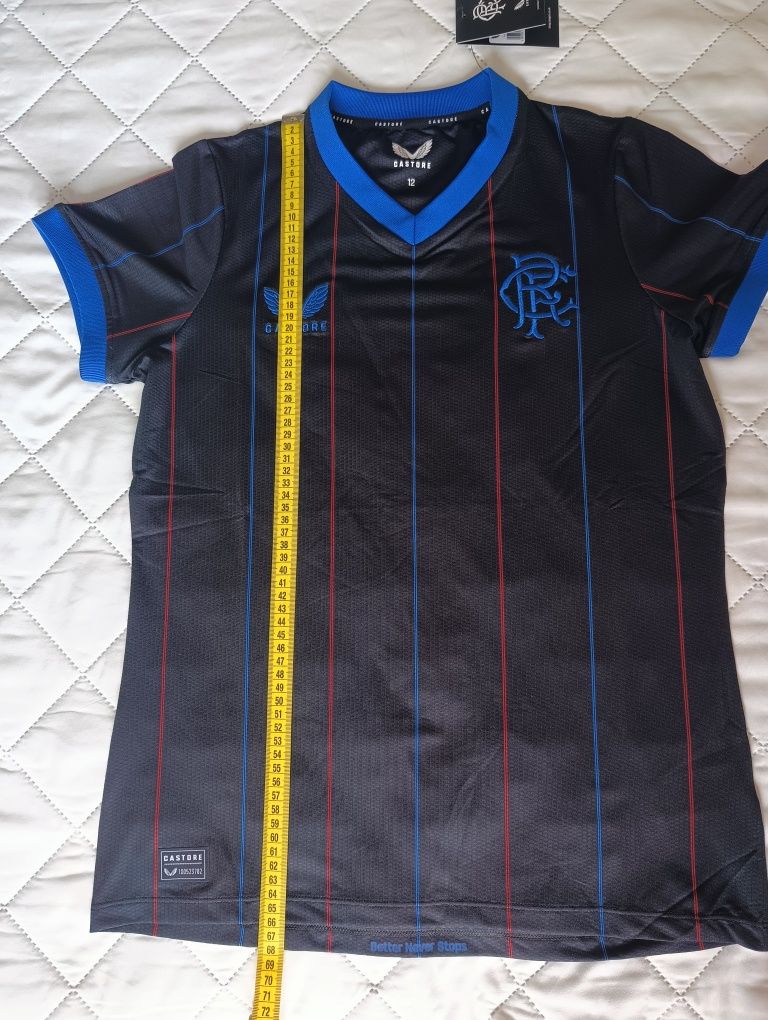 Czarna koszulka sportowa damska Castore, Glasgow Rangers