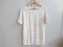 Biały beżowy t-shirt lniany bluzka Miss Beverly 38 len wiskoza