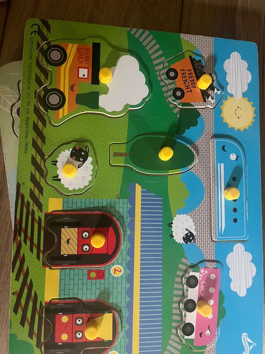 !!! 3 sztuki- komplety edukacyjne drewniane puzzle/sorter/układanka