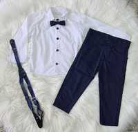 Komplet galowy, garnitur, koszula, spodnie muszka 80/86 (1r)